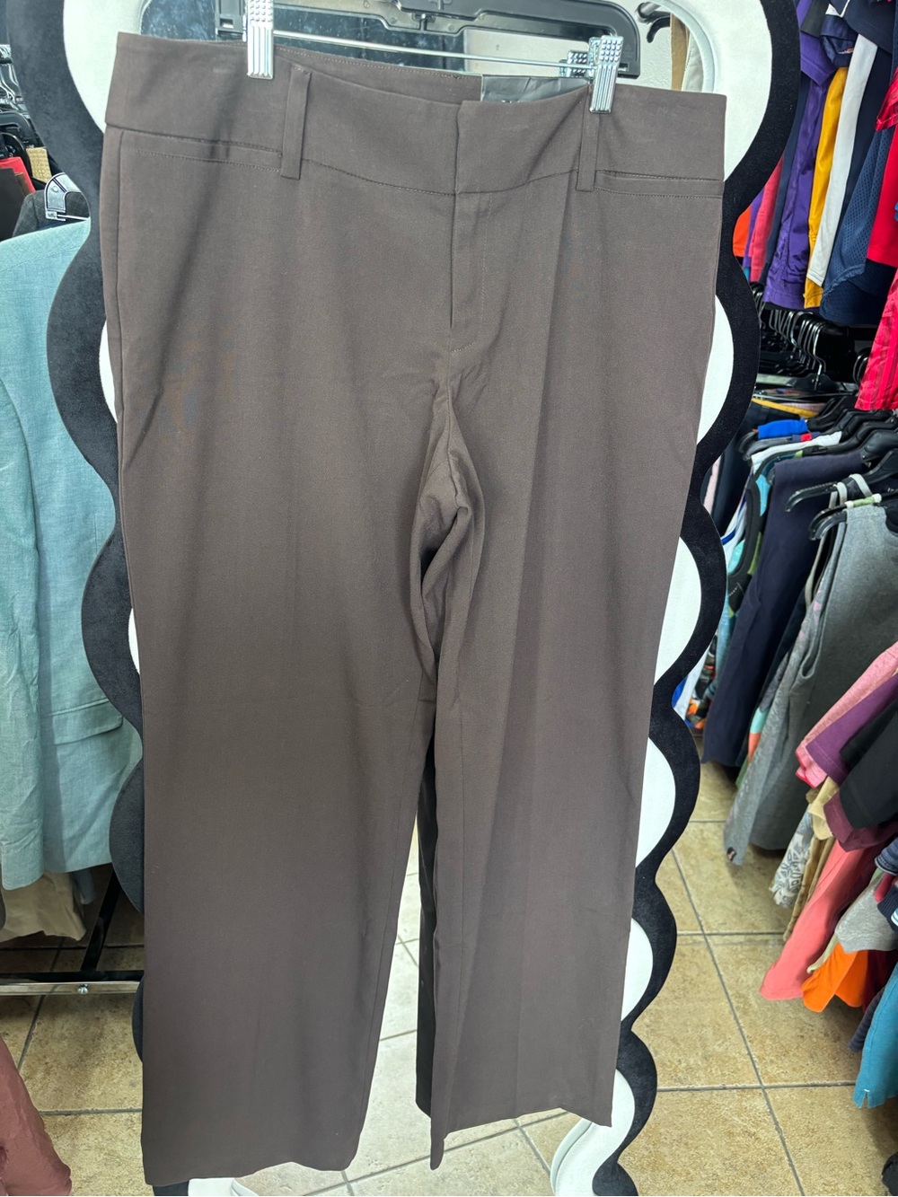 AB Studio Dark Brown Straight-Leg Dress Pants